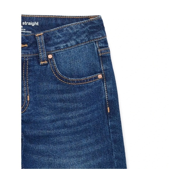 Wonder Nation Girl Fashion Straight Leg Dark Wash Demin Jeans,Blue,  Size 18 - Picture 3 of 3